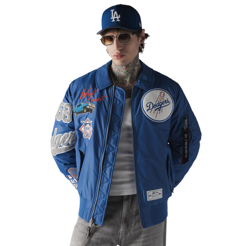 LOS ANGELES DODGERS X ALPHA X NEW ERA MA-1 COLLARED BOMBER JACKET - LIGHT ROYAL / L