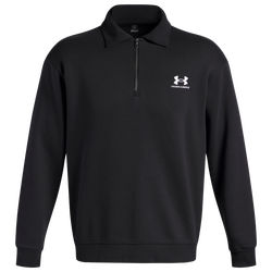 Men's - Under Armour Icon Fleece Collar 1/4 Zip - Black/White