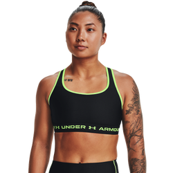 Women's - Under Armour Mid Crossback Bra - Black/Volt