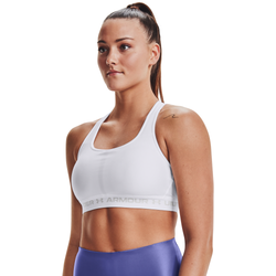 Women's - Under Armour Mid Crossback Bra - White/Halo Grey