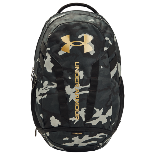 Shop Under Armour Hustle Backpack 5.0 In Black/black/metallic Gold