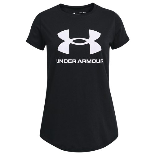 Shop Under Armour Girls   Sportstyle Logo T-shirt In White/black