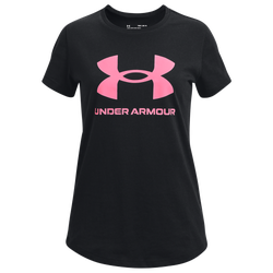 Girls' Grade School - Under Armour Sportstyle Logo T-Shirt - Black/Pink Punk