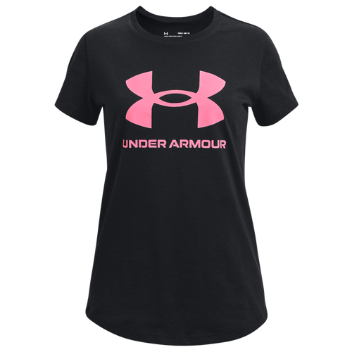 

Girls Under Armour Under Armour Sportstyle Logo T-Shirt - Girls' Grade School Black/Pink Punk Size L