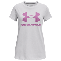 Girls' Grade School - Under Armour Sportstyle Logo T-Shirt - Halo Gray Heather/Jellyfish