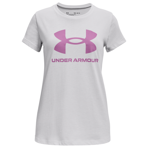 

Girls Under Armour Under Armour Sportstyle Logo T-Shirt - Girls' Grade School Halo Gray Heather/Jellyfish Size L