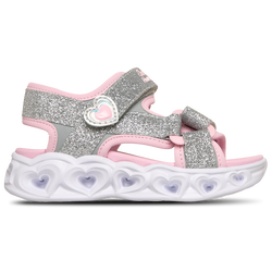 Girls' Toddler - Skechers Lighted Double Strap Sandals - Silver/Pink