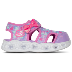 Girls' Toddler - Skechers Heart Lights Sandals - Multi/Purple