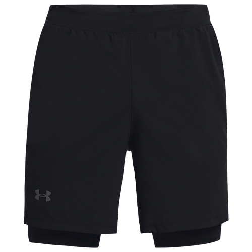 

Under Armour Mens Under Armour 7Launch Stretch Woven 2in1 Run Short - Mens Black/Black/Reflective Size XL