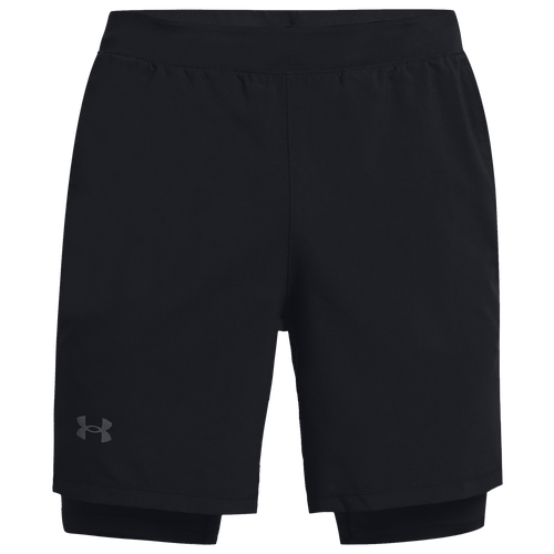 

Under Armour Mens Under Armour 7Launch Stretch Woven 2in1 Run Short - Mens Black/Black/Reflective Size M