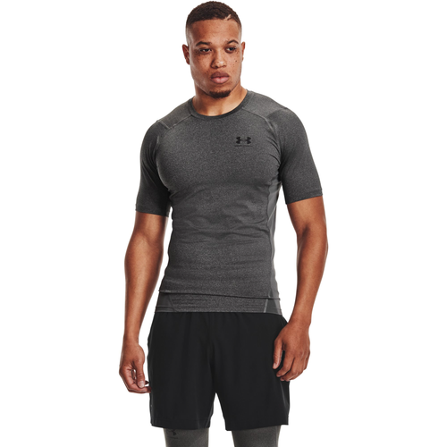 Under Armour Mens  Heatgear Armour Compression S/s Football T-shirt In Carbon Heather/black