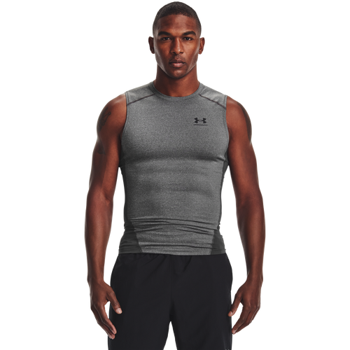 Under Armour Mens  Heatgear Armour Compression S/l Shirt In Carbon Heather/black