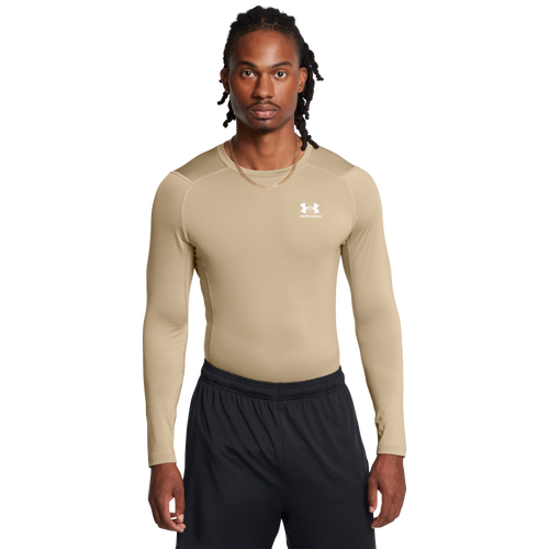 

Under Armour Mens Under Armour HeatGear Armour Comp L/S T-Shirt - Mens City Khaki/White Size S