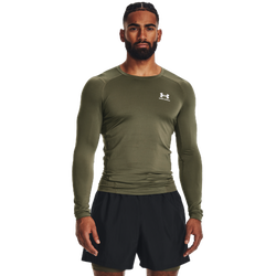 Men's - Under Armour HeatGear Armour Comp L/S T-Shirt - White/Marine Od Green