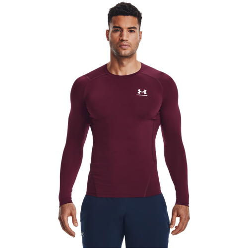 

Under Armour Mens Under Armour HeatGear Armour Comp L/S T-Shirt - Mens Maroon/White Size 3XL