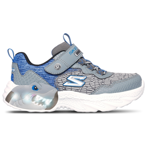 

Boys Preschool Skechers Skechers Creature Lights - Boys' Preschool Shoe Grey/Blue/White Size 13.0