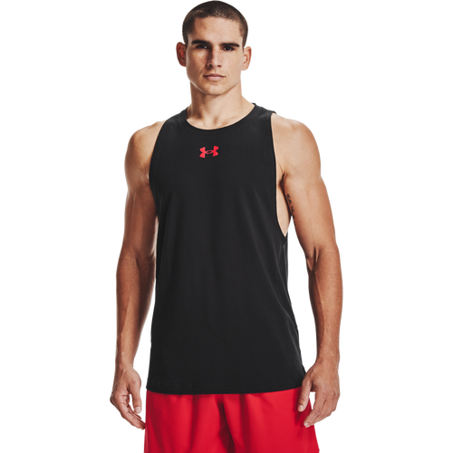 

Under Armour Mens Under Armour Baseline Cotton Basketball Tank - Mens Black/Red Size S