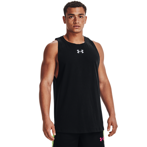 

Under Armour Mens Under Armour Baseline Cotton Basketball Tank - Mens Gray/Black Size M