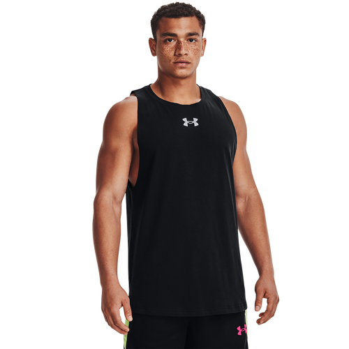 

Under Armour Mens Under Armour Baseline Cotton Basketball Tank - Mens Gray/Black Size S