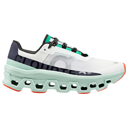 

On Womens On Cloudmonster - Womens Running Shoes White/Green Size 08.0