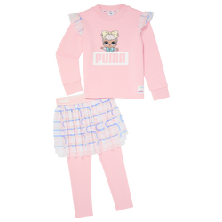 Girls' Preschool - PUMA LOL Dawn Fleece Skirt Leggings Set - Pink/Pink