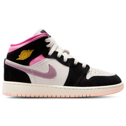 Girls' Grade School - Jordan AJ 1 Mid SE - Black/Gold/Pink