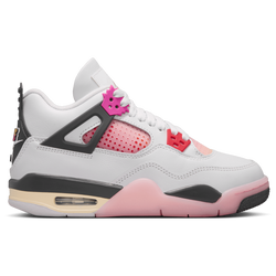 Girls' Grade School - Jordan Retro 4  - Gray/Pink/Tan