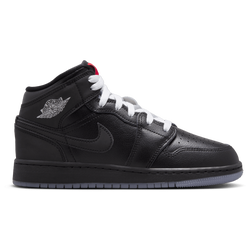 Boys' Grade School - Jordan AJ 1 Mid  - White/Black/Silver