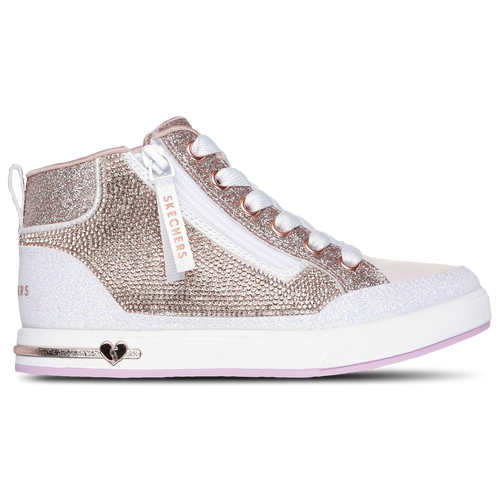 

Girls Preschool Skechers Skechers Shoutouts Lace Up Ombre Rhinestone - Girls' Preschool Shoe White/Gold Size 02.0