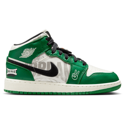 Boys' Grade School - Jordan AJ1 Mid SE  - Green/Black/White