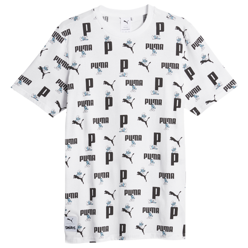 Puma Mens  Smurfs All Out Print T-shirt In  White/blue/black