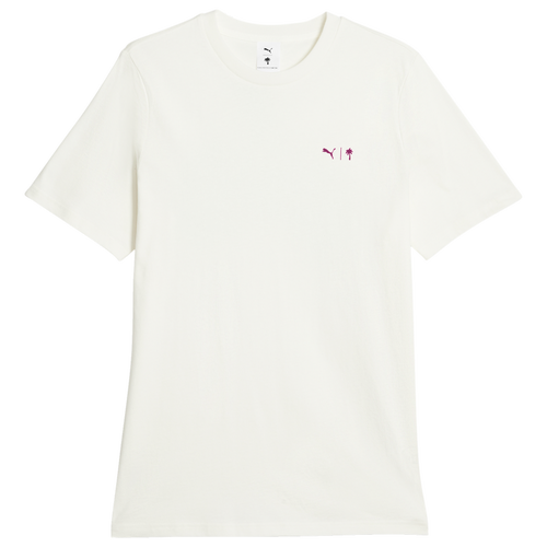 Puma Mens  Palm Tree Club T-shirt In Warm White/pink/green