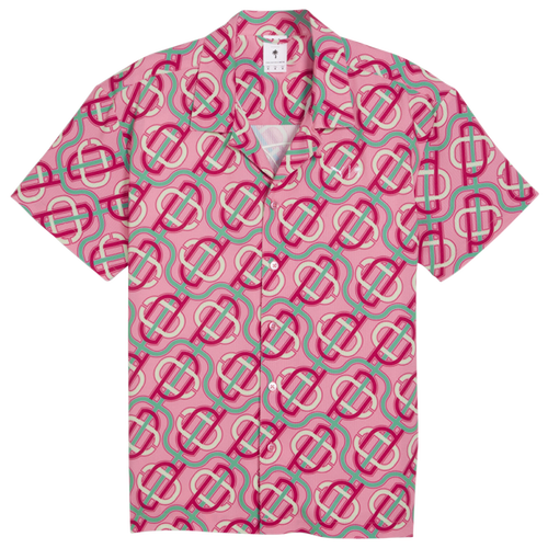 

PUMA Mens PUMA Palm Tree Club AOP Short Sleeve Shirt - Mens Strawberry Burst/Green/White Size XL