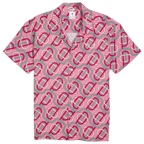 

PUMA Mens PUMA Palm Tree Club AOP Short Sleeve Shirt - Mens Strawberry Burst/Green/White Size M