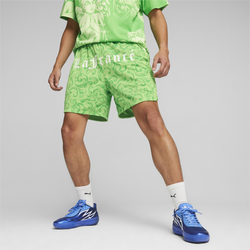 Puma Mens  Melo Lafrance All Out Print Shorts In Spriing Fern/ Green/white