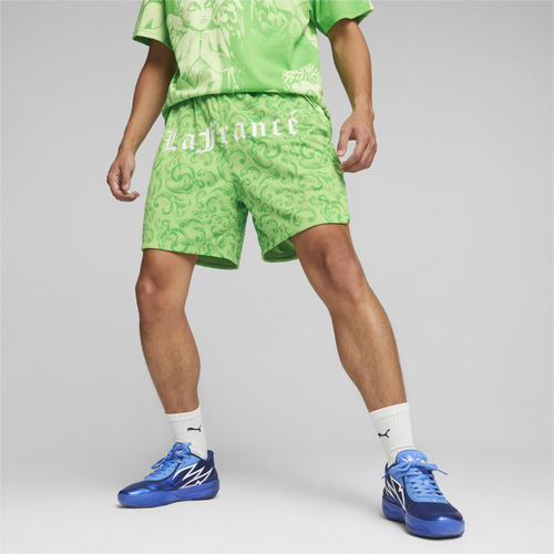 

PUMA Mens PUMA Melo LaFrance All Out Print Shorts - Mens Spriing Fern/Puma Green/White Size M