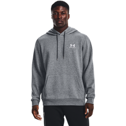 Men's - Under Armour Essential Fleece Hoodie  - Pitch Grey Heather/White