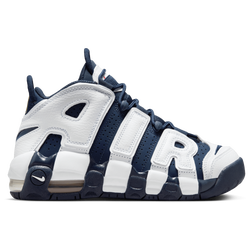 Boys' Grade School - Nike Air Uptempo  - White/Navy/Gold