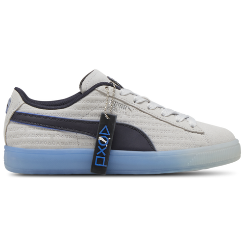 PUMA Boys Suede PlayStation Boys Grade School Basketball Shoes Grey Blue Black Size 06.5