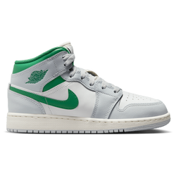 Boys' Grade School - Jordan AJ 1 Mid  - White/Green/Sail