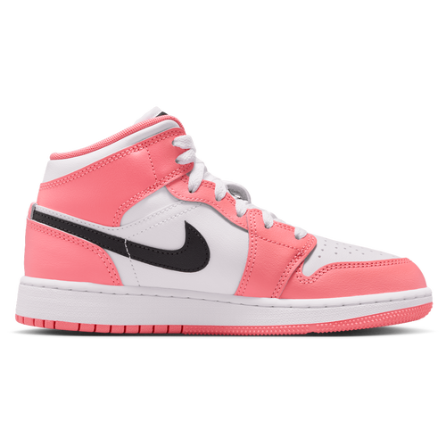 Jordan Girls 1 Mid - Girl's Grade School Basketball Shoes Size 06.0 - Pink Gaze/Black/White