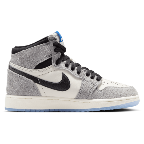 Jordan Boys Retro 1 High OG - Boys' Grade School Basketball Shoes - Cool Grey / Black / Game Royal Size 5.0