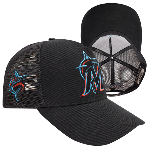 

Pro Standard Mens Pro Standard Marlins Classic Pinch Front Trucker - Mens Black/Multi Size One Size