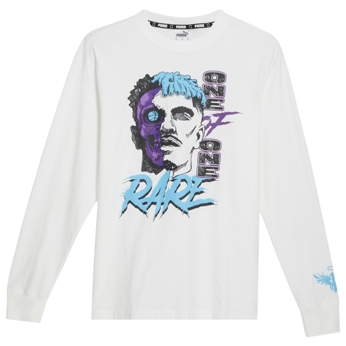 Puma Mens  Melo Blue Hive L/s T-shirt In  White