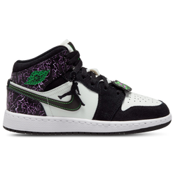 Boys' Grade School - Jordan Air Jordan 1 Mid SE  - Black/Green/Purple