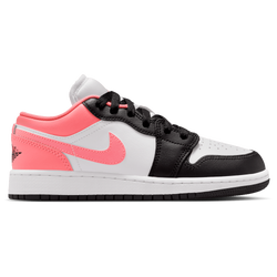 Boys' Grade School - Jordan AJ 1 Low  - Black/Pink Glaze/White