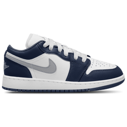 Boys' Grade School - Jordan AJ 1 Low  - Wolf Grey/Navy/White