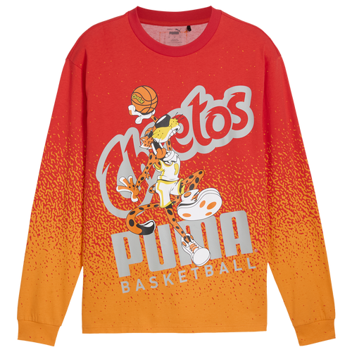 MENS - PUMA Hoops X Cheetos Long Sleeve T-Shirt - Red/Orange
