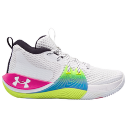Boys' Grade School - Under Armour Embiid One - White/Pink/White