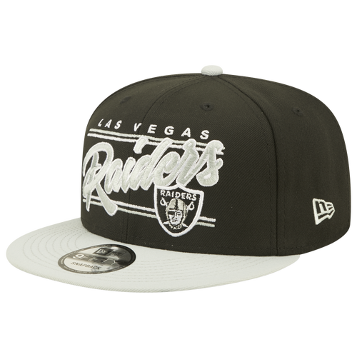 

New Era Mens New Era Raiders 2T Team Script Snap - Mens Black/Black Size One Size